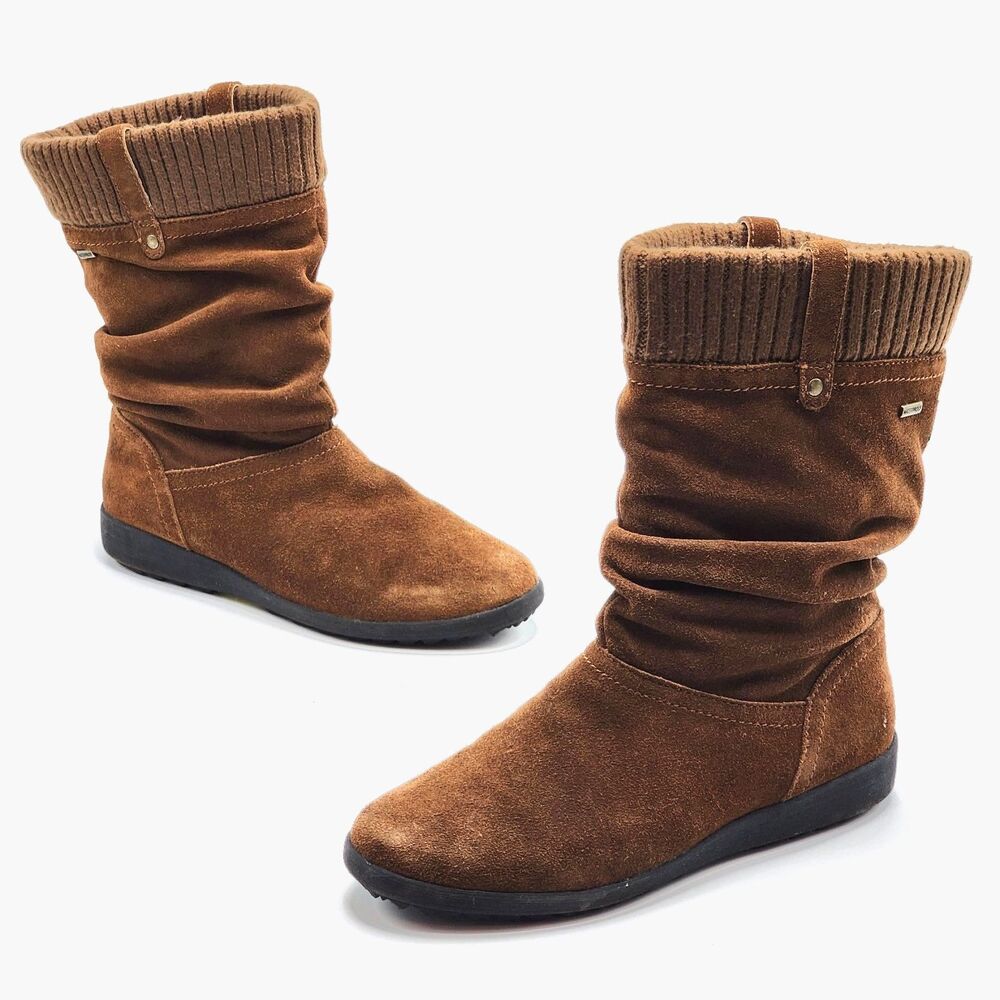Cougar Vienna Waterproof Suede Knit Trim Winter Snow Boots Brown Women's Size 10